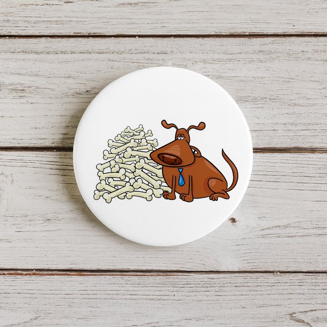 Brauner Hund mit Knochen Niedlich Button (Von Creator hochgeladen)