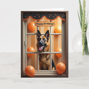 Brauner Hunde-Geburtstagsfensterkarte Karte