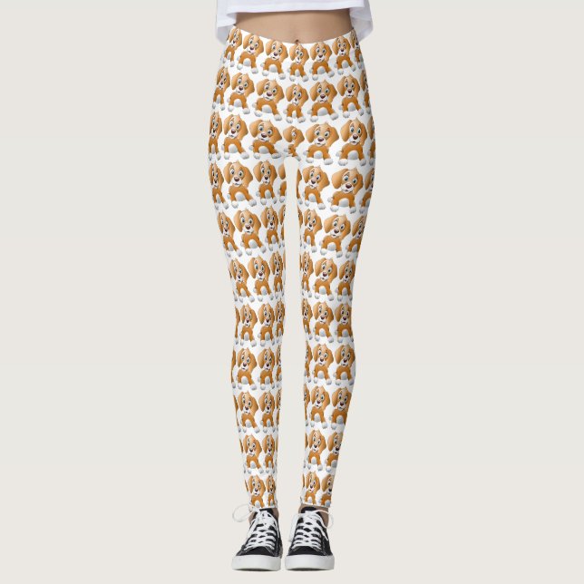 Brauner Hundeschlitz Leggings (Vorderseite)