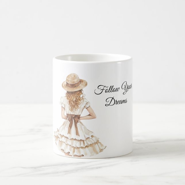 Brauner Hut mit Schleife für Damen Kaffeetasse (Mittel)