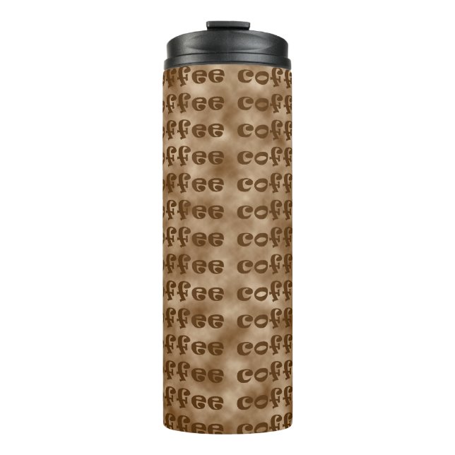 Brauner Kaffeetext Thermosbecher (Vorderseite)