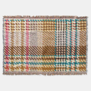 Brauner karierter Stoff, Schottische Wolle. Decke