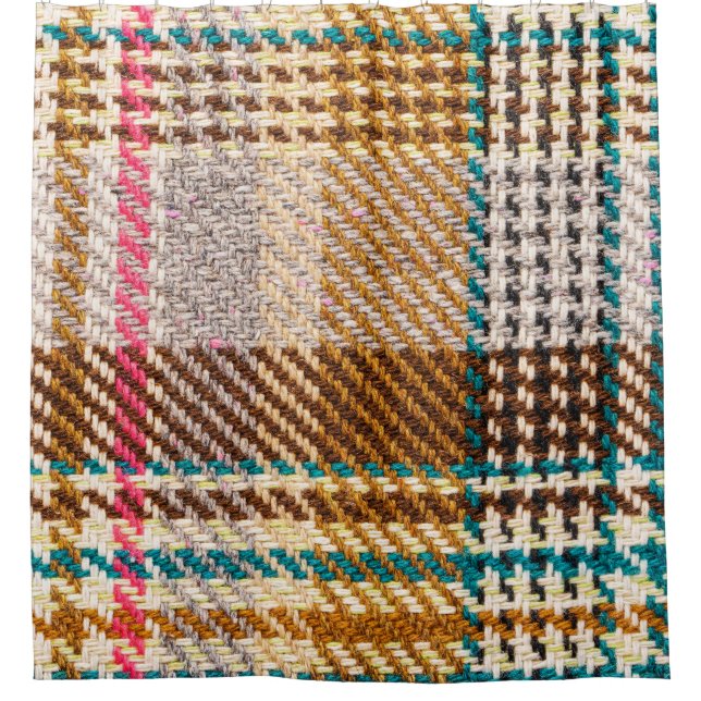 Brauner karierter Stoff, Schottische Wolle. Duschvorhang (Vorderseite)