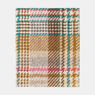Brauner karierter Stoff, Schottische Wolle. Fleecedecke