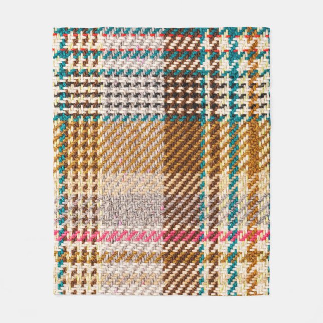 Brauner karierter Stoff, Schottische Wolle. Fleecedecke (Vorderseite)