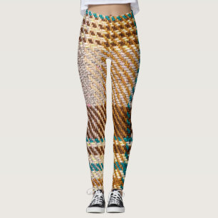 Brauner karierter Stoff, Schottische Wolle. Leggings