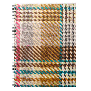 Brauner karierter Stoff, Schottische Wolle. Notizblock