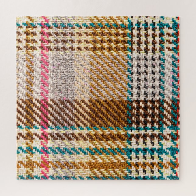 Brauner karierter Stoff, Schottische Wolle. Puzzle (Vertikal)