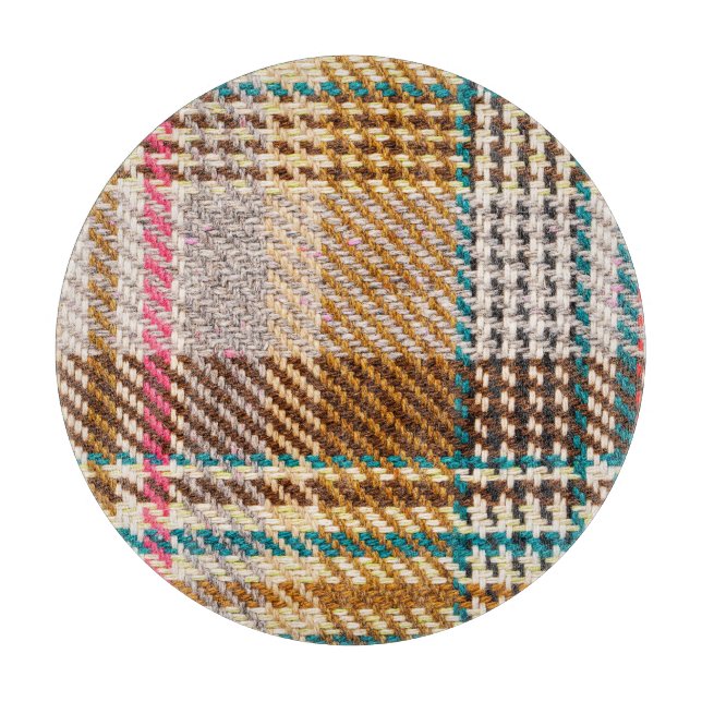 Brauner karierter Stoff, Schottische Wolle. Schneidebrett (Vorderseite)