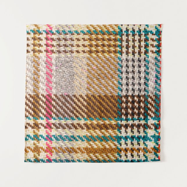 Brauner karierter Stoff, Schottische Wolle. Wandteppich (Vorderseite)