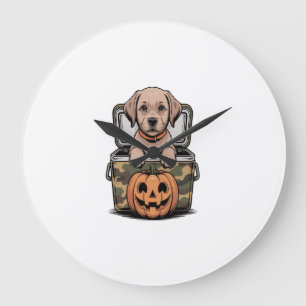 Brauner Labrado-Hund Halloween Gruselig Große Wanduhr