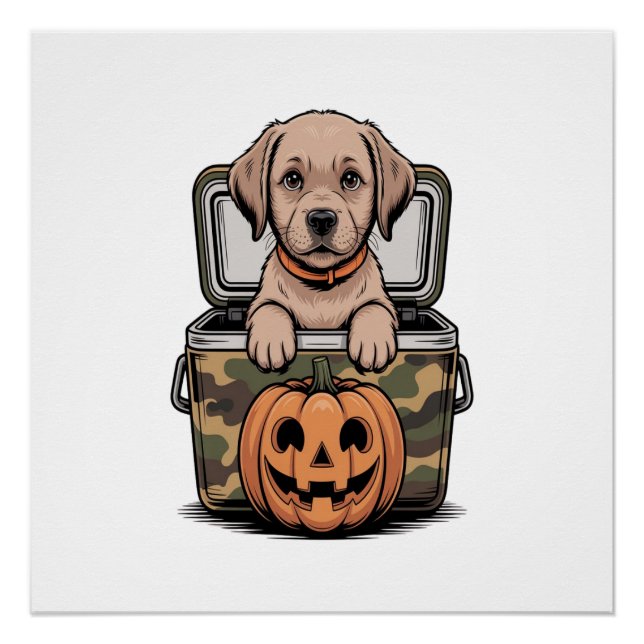 Brauner Labrado Hund Halloween Gruselig Poster (Vorderseite)