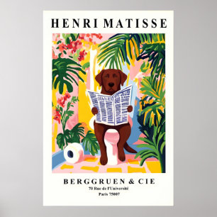 Brauner Labrador auf Toiletten-Wandkunst - Lustige Poster
