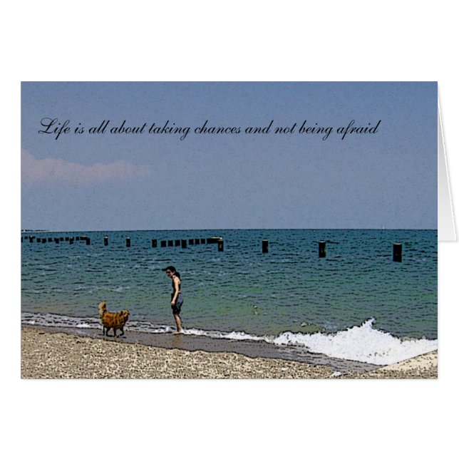 Brauner Labrador Blick über das Wasser (Vorderseite (Horizontal))