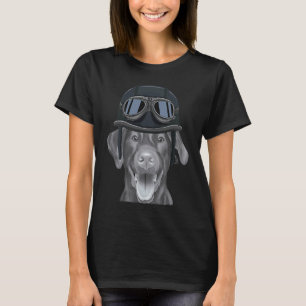 Brauner Labrador Retriever mit Vintage-Motorradhel T-Shirt