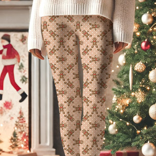Brauner Lebkuchenmann-Punkt-Weihnachten Leggings