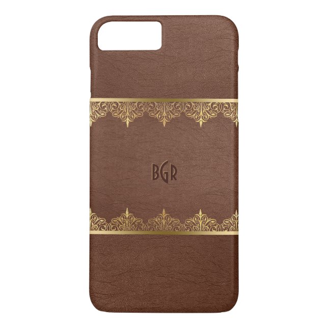 Brauner Leder- und Goldrahmen Case-Mate iPhone Hülle (Rückseite)