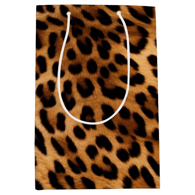 Brauner Leopard Mittlere Geschenktüte (Vorderseite)
