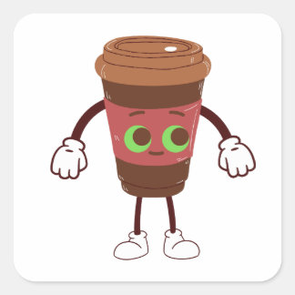 brauner Magic Travel-Kaffee Quadratischer Aufkleber