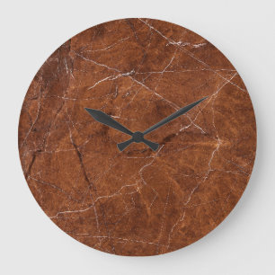 Brauner Marmor Glänzend: Luxus-Textur-Hintergrund Große Wanduhr