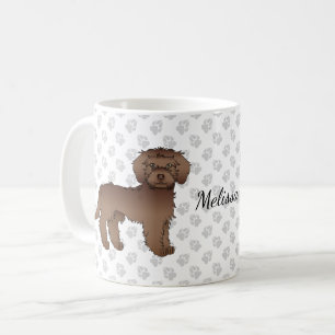 Brauner Mini Goldendoodle Cartoon-Hund & Name Kaffeetasse