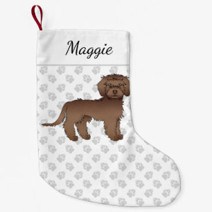 Brauner Mini Goldendoodle Süßer Cartoon-Hund & Nam Kleiner Weihnachtsstrumpf