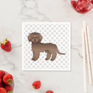 Brauner Mini Goldendoodle Süßer Cartoon-Hund & Pfo Serviette