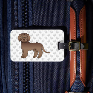 Brauner Mini Goldendoodle Süßer Cartoon-Hund & Tex Gepäckanhänger