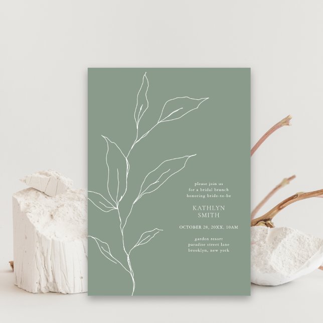 Brauner Olive-Leaf-Zweig Bridal Brunch Einladung (Von Creator hochgeladen)