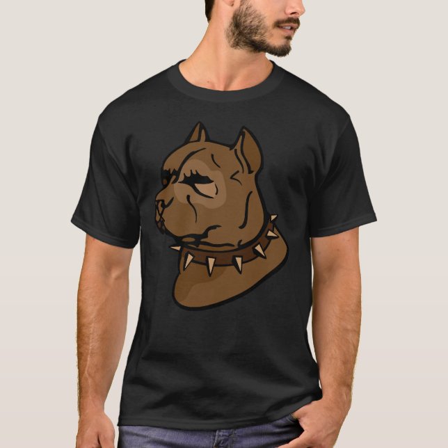 Brauner Pitbull-Hund mit Collar T-Shirt (Vorderseite)