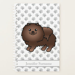 Brauner Pomeranian Süßer Cartoon-Hund & Benutzerde Planer