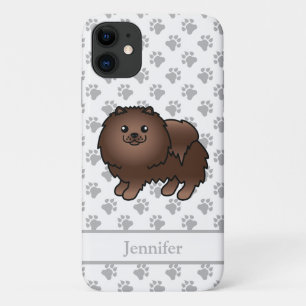 Brauner Pomeranian Süßer Cartoon-Hund & Name Case-Mate iPhone Hülle