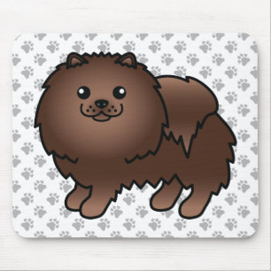 Brauner Pomeranian Süßer Cartoon-Hund & Pfoten Mousepad