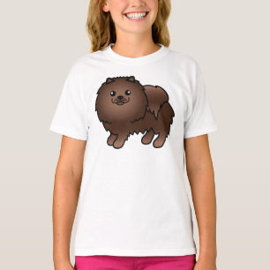 Brauner Pomeranian Süßer Cartoon-Hund T-Shirt