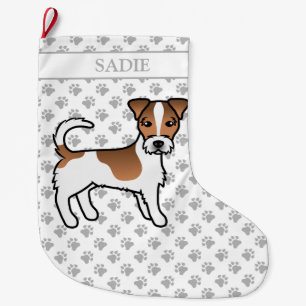 Brauner rauhaariger Jack Russell Terrier Hund & Na Großer Weihnachtsstrumpf