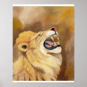 Brauner, rauschender Löwe, Druck 11"x14" Poster