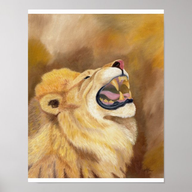 Brauner, rauschender Löwe, Druck 11"x14" Poster (Vorne)