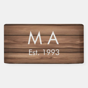 Brauner rustikaler Boho Anbringen des Namensbuchst Banner