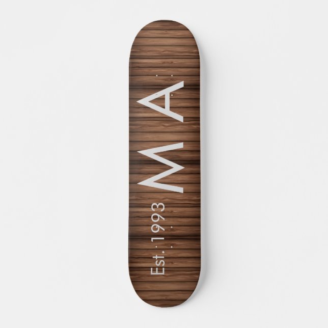 Brauner rustikaler Boho Anbringen des Namensbuchst Skateboard (Vorne)