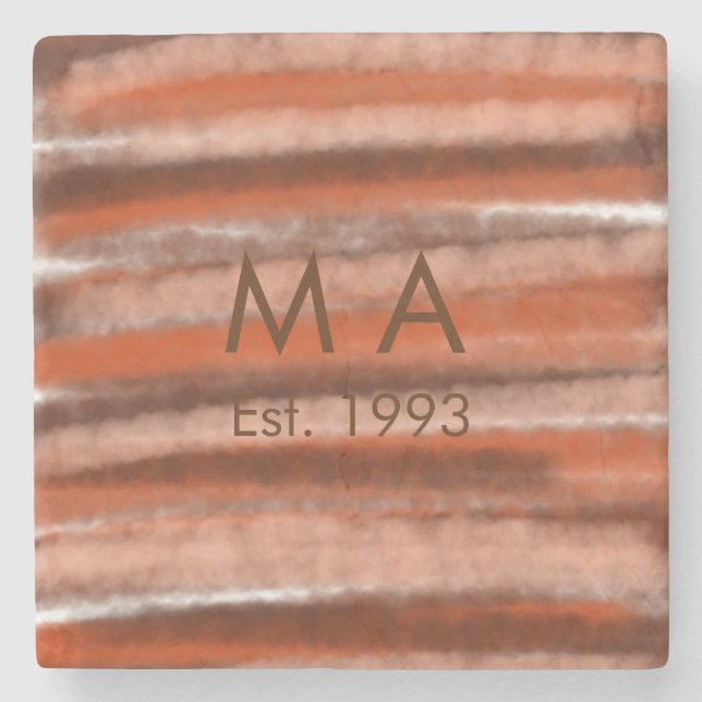 Brauner rustikaler Boho Anbringen des Namensbuchst Steinuntersetzer (Vorderseite)