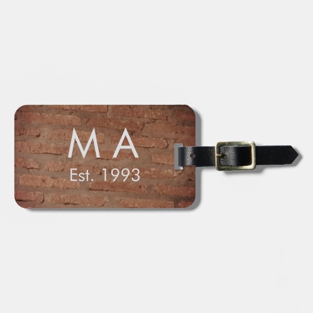 Brauner rustikaler Stein mit dem Namen Datum des J Gepäckanhänger (Vorderseite horizontal)