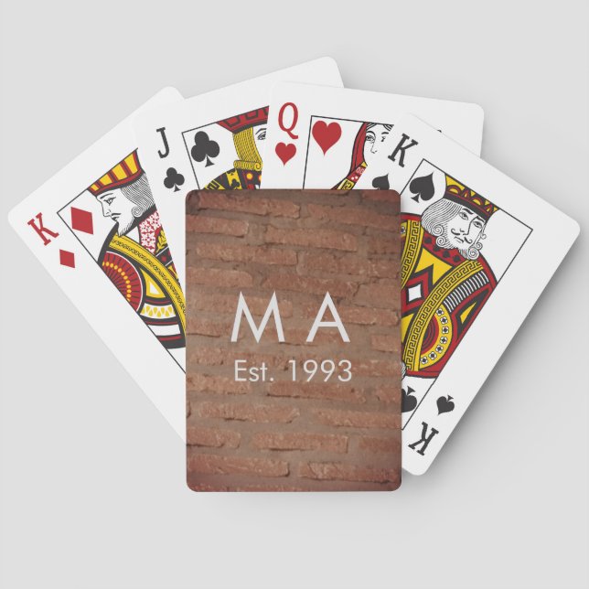 Brauner rustikaler Stein mit dem Namen Datum des J Spielkarten (Rückseite)