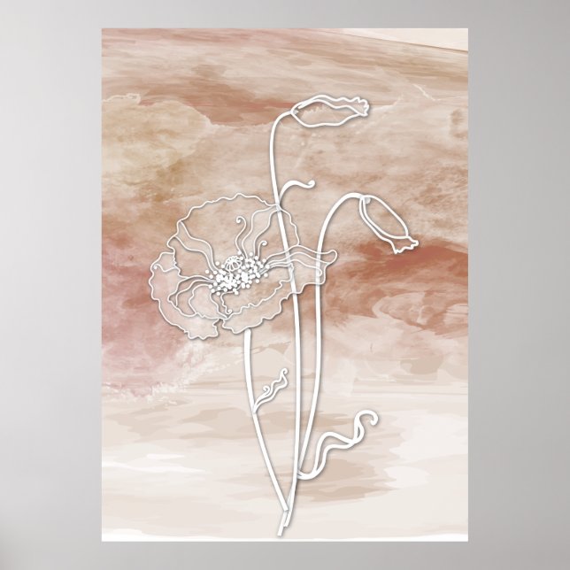 Brauner Sand, Abstrakte Wasserfarbe und Pflaumen 2 Poster (Vorne)