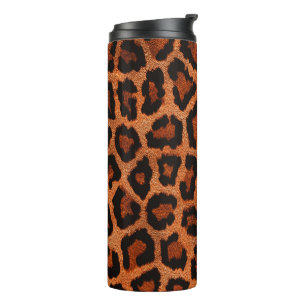 Brauner Schwarzleopard-Tierdruck Thermosbecher