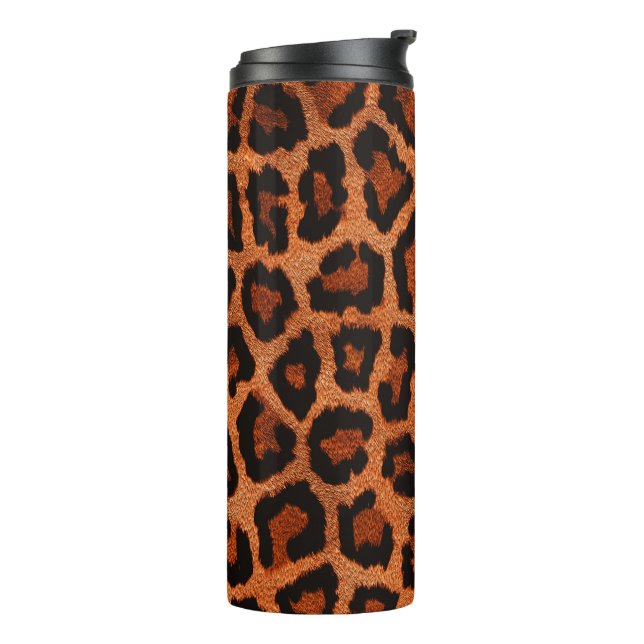 Brauner Schwarzleopard-Tierdruck Thermosbecher (Nach links gedreht)
