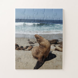 Brauner Seelion am Strand Puzzle
