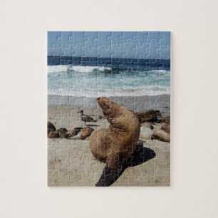 Brauner Seelion am Strand Puzzle