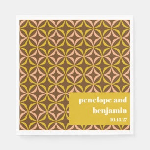 Brauner Senf Retro 70er Jahre Geometrische Hochzei Serviette