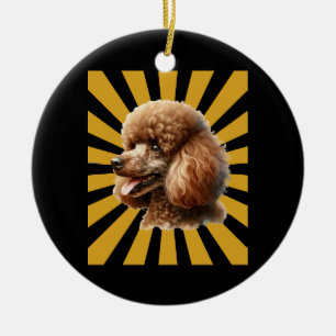 Brauner Standard Pudel Retro Sunburst Keramik Ornament