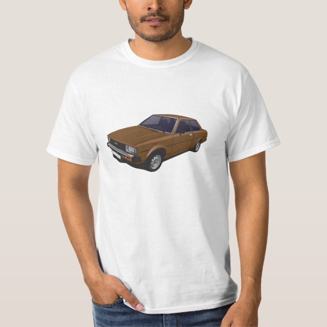 Brauner T - Shirt Tür Toyota Corolla DX KE70 2 (Vorderseite)